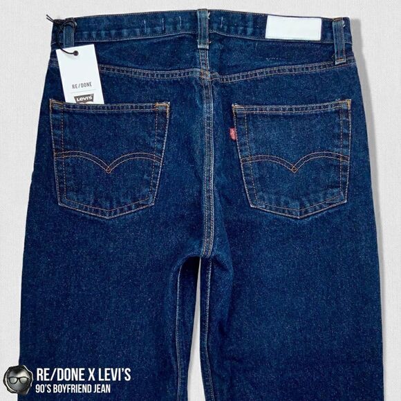 RE/DONE x LEVI’S 90’S BOYFRIEND JEAN IN INDIGO RECONSTRUCTED VINTAGE DENIM 26 - Picture 12 of 16